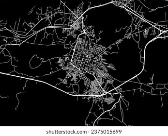 Vector city map of Patzcuaro in Mexico with white roads isolated on a black background.