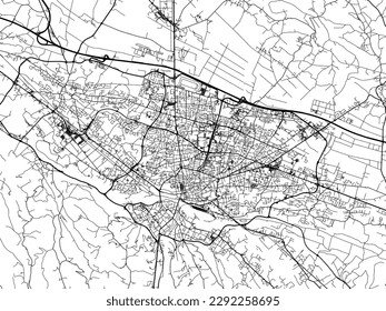 Stadtplan von Pau in Frankreich mit schwarzen Straßen einzeln auf weißem Hintergrund.