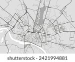 Vector city map of Pavia in Italy with black roads isolated on a grey background.