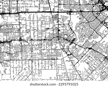 Vector city map of Pearland Texas in the United States of America with black roads isolated on a white background.