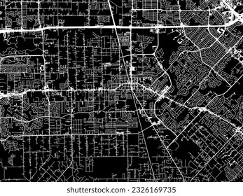Vector city map of Pearland Texas in the United States of America with white roads isolated on a black background.