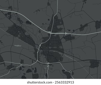 Vector city map of Peine in Germany with white roads isolated on a grey background.