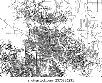 Vector city map of Pekanbaru in Indonesia with black roads isolated on a white background.