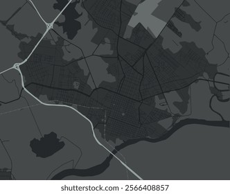 Vector city map of Pelotas in Brazil with white roads isolated on a grey background.