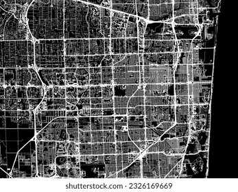Vector city map of Pembroke Pines Florida in the United States of America with white roads isolated on a black background.