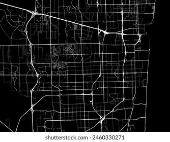 Vector city map of Pembroke Pines Florida in the United States of America with white roads isolated on a black background.