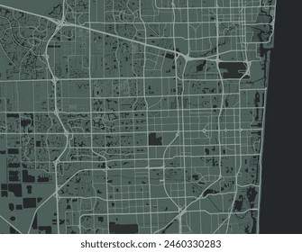 Vector city map of Pembroke Pines Florida in the United States of America with white roads isolated on a green background.