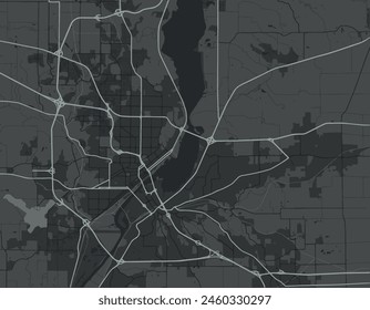 Vector city map of Peoria Illinois in the United States of America with white roads isolated on a grey background.