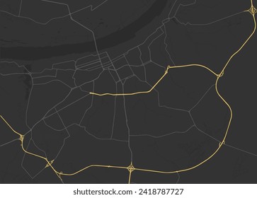 Vector city map of Perm in the Russian Federation with yellow roads isolated on a brown background.