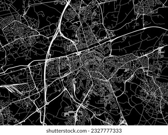 Vector city map of Perpignan in France with white roads isolated on a black background.