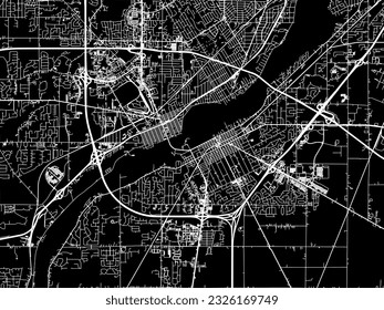 Vector city map of Perrysburg Ohia in the United States of America with white roads isolated on a black background.