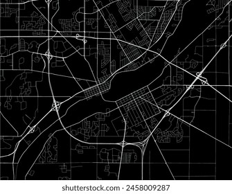 Vector city map of Perrysburg Ohia in the United States of America with white roads isolated on a black background.