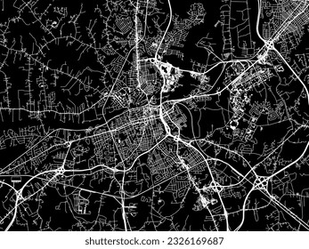 Vector city map of Petersburg Virginia in the United States of America with white roads isolated on a black background.