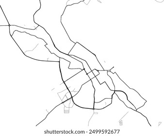 Vector city map of Petrozavodsk in the Russian Federation with black roads isolated on a white background.