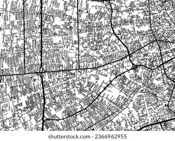 Vector city map of Phasi Charoen in Thailand with black roads isolated on a white background.