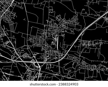 Vector city map of Piekary Slaskie in Poland with white roads isolated on a black background.
