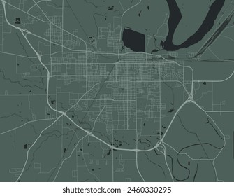 Vector city map of Pine Bluff Arkansas in the United States of America with white roads isolated on a green background.