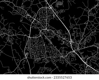 Vector city map of Pinneberg in Germany with white roads isolated on a black background.