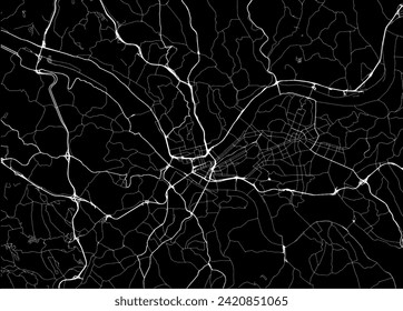 Vector city map of Pittsburgh Pennsylvania in the United States of America with white roads isolated on a black background.