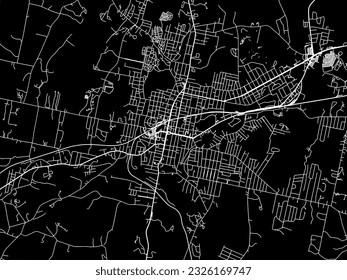 Stadtplan von Pittsfield Massachusetts in den Vereinigten Staaten von Amerika mit weißen Straßen einzeln auf schwarzem Hintergrund.
