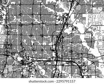 Vector city map of Plano Texas in the United States of America with black roads isolated on a white background.