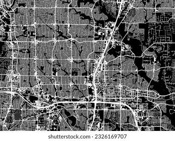 Vector city map of Plano Texas in the United States of America with white roads isolated on a black background.