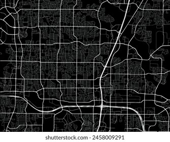 Vector city map of Plano Texas in the United States of America with white roads isolated on a black background.