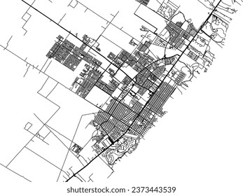 Vector city map of Playa del Carmen in Mexico with black roads isolated on a white background.