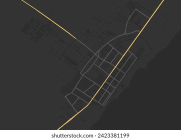 Vector city map of Playa del Carmen in Mexico with yellow roads isolated on a brown background.