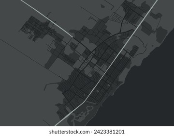 Vector city map of Playa del Carmen in Mexico with white roads isolated on a grey background.