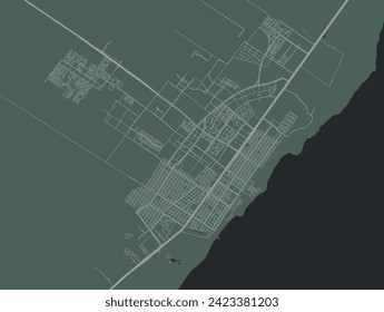 Vector city map of Playa del Carmen in Mexico with white roads isolated on a green background.