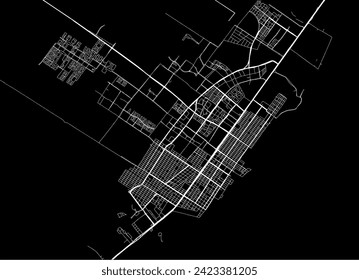 Vector city map of Playa del Carmen in Mexico with white roads isolated on a black background.