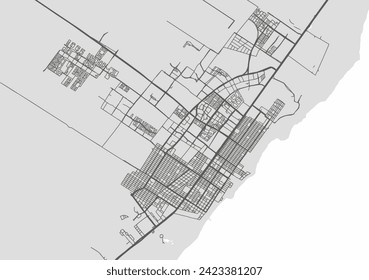 Vector city map of Playa del Carmen in Mexico with black roads isolated on a grey background.