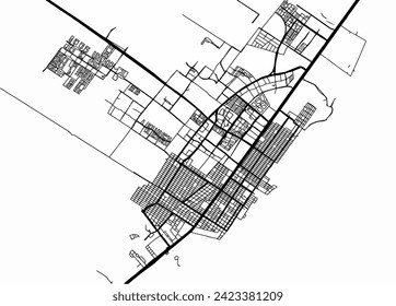 Vector city map of Playa del Carmen in Mexico with black roads isolated on a white background.