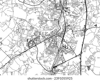 Vector city map of Podolsk in the Russian Federation with black roads isolated on a white background.