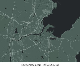 Vector city map of Pohang in the South Korea with white roads isolated on a green background.