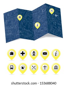 Vector city map with pointers.