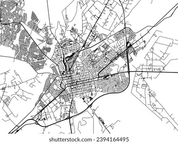 Vector city map of Polokwane in South Africa with black roads isolated on a white background.
