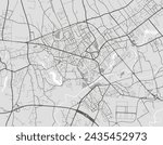 Vector city map of Pordenone in Italy with black roads isolated on a grey background.