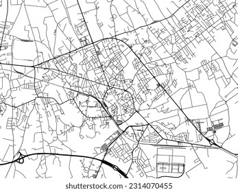 Vector city map of Pordenone in Italy with black roads isolated on a white background.