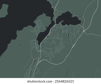 Vector city map of Porirua in New Zealand with white roads isolated on a green background.