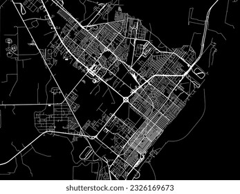 Vector city map of Port Arthur Texas in the United States of America with white roads isolated on a black background.