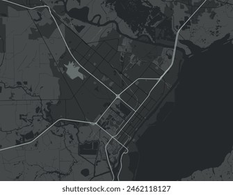 Vector city map of Port Arthur Texas in the United States of America with white roads isolated on a grey background.
