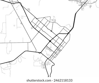 Vector city map of Port Arthur Texas in the United States of America with black roads isolated on a white background.