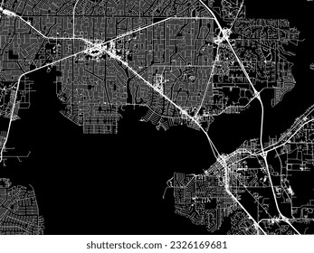 Vector city map of Port Charlotte Florida in the United States of America with white roads isolated on a black background.