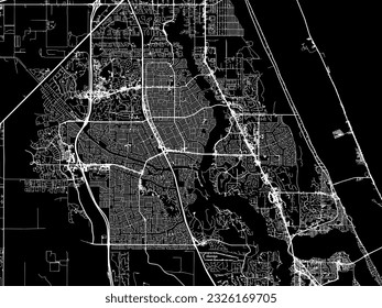 Vector city map of Port St. Lucie Florida in the United States of America with white roads isolated on a black background.