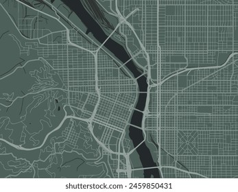 Vector city map of Portland Center Oregon in the United States of America with white roads isolated on a green background.