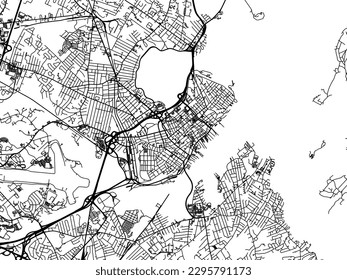 Vector city map of Portland Maine in the United States of America with black roads isolated on a white background.