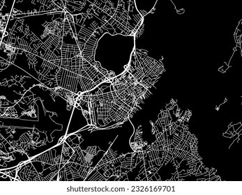 Vector city map of Portland Maine in the United States of America with white roads isolated on a black background.