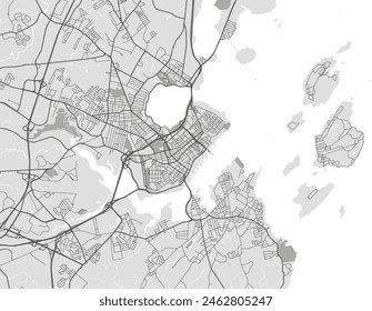 Vector city map of Portland Maine in the United States of America with black roads isolated on a grey background.